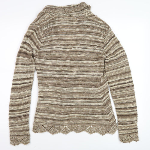 M&Co Women's Brown Striped Cardigan - Size M