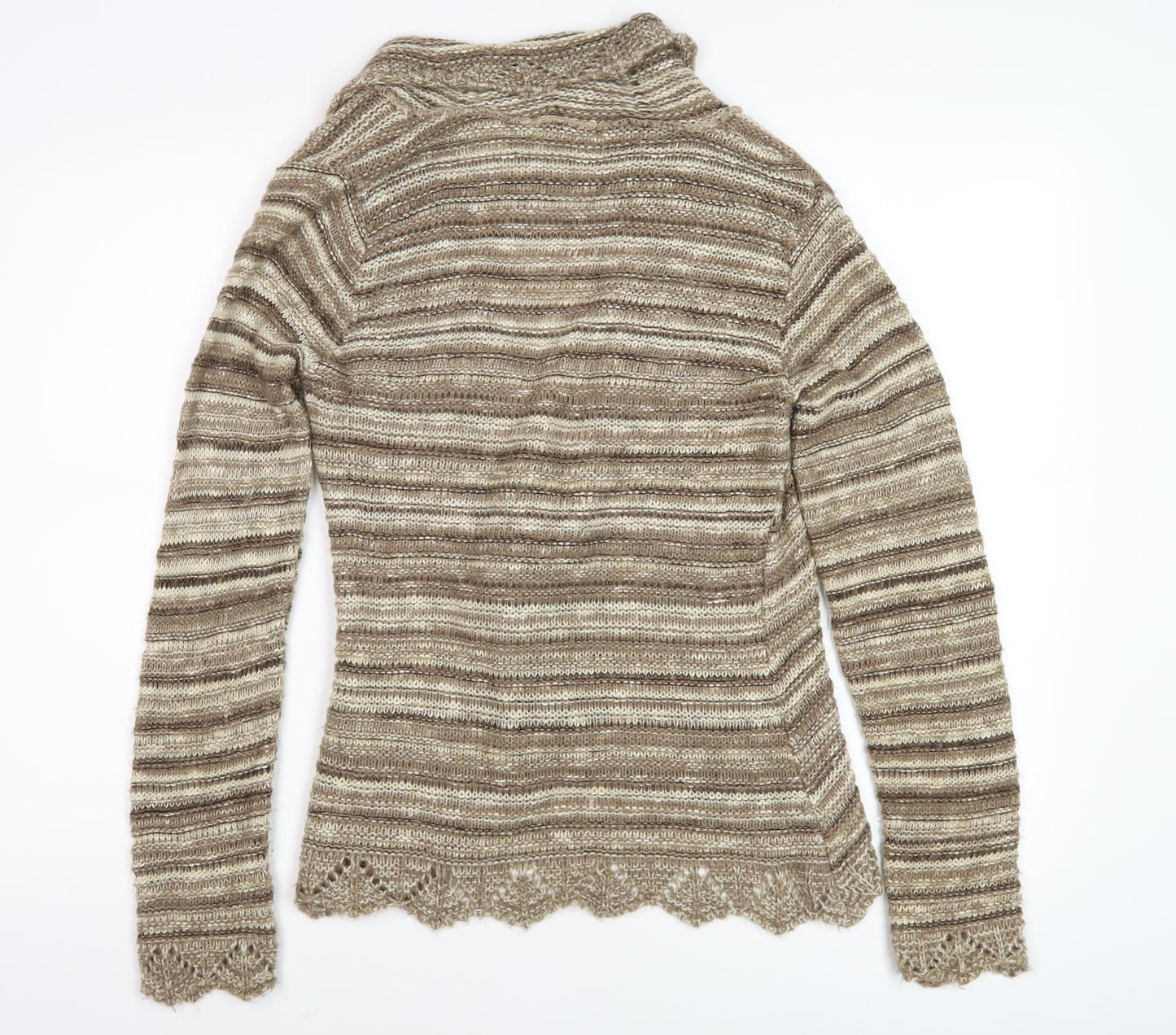 M&Co Women's Brown Striped Cardigan - Size M