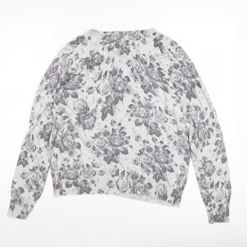 Marks and Spencer Women's Grey Floral Cardigan Size 14