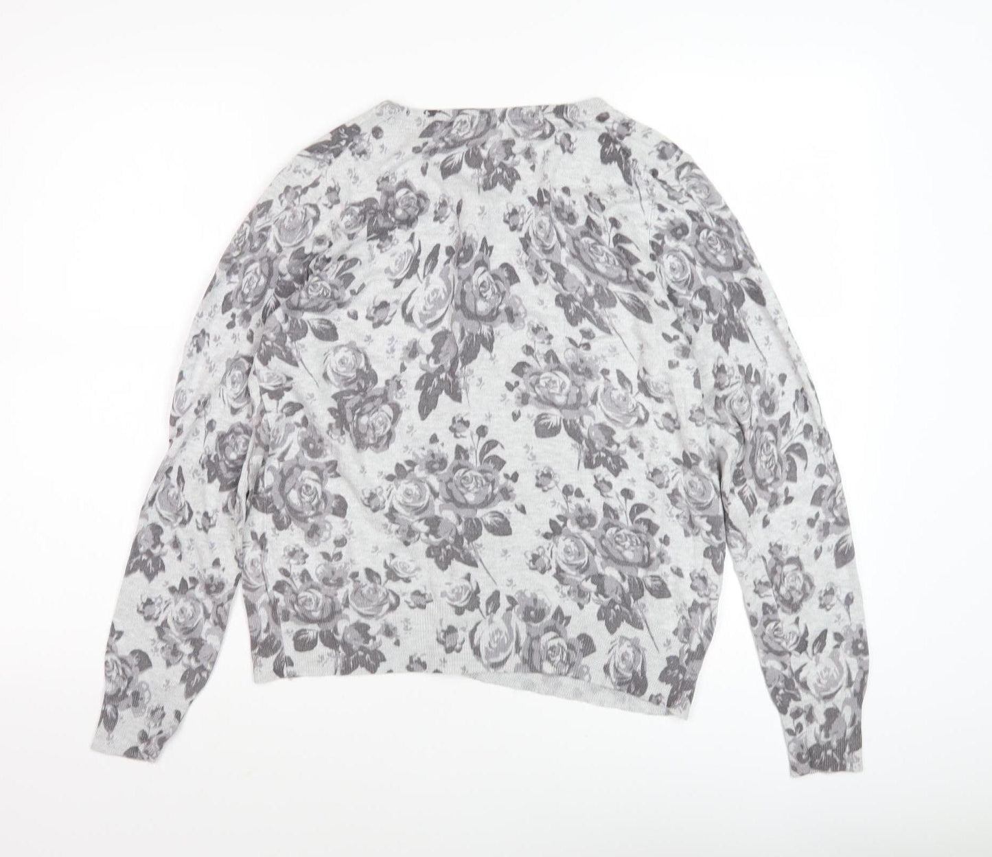 Marks and Spencer Women's Grey Floral Cardigan Size 14