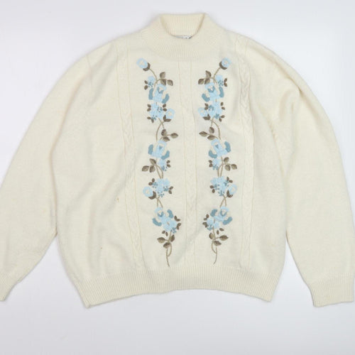 Berketex Women's Ivory Floral Embroidered Pullover Jumper - Size 22-24