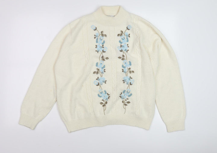 Berketex Women's Ivory Floral Embroidered Pullover Jumper - Size 22-24