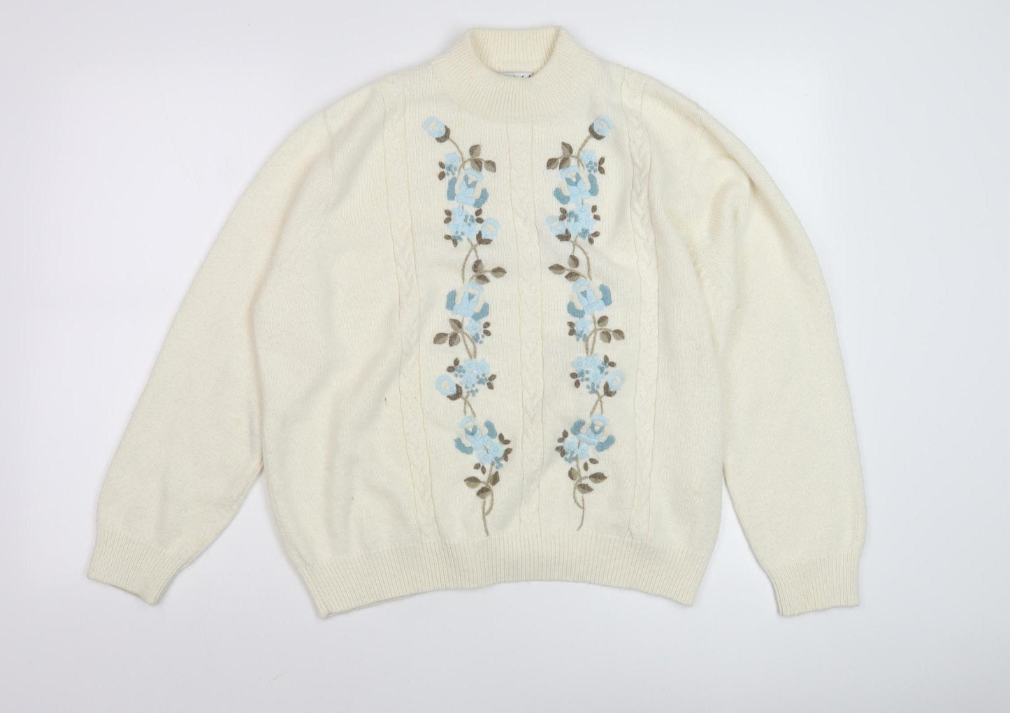 Berketex Women's Ivory Floral Embroidered Pullover Jumper - Size 22-24