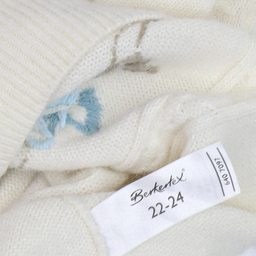 Berketex Women's Ivory Floral Embroidered Pullover Jumper - Size 22-24