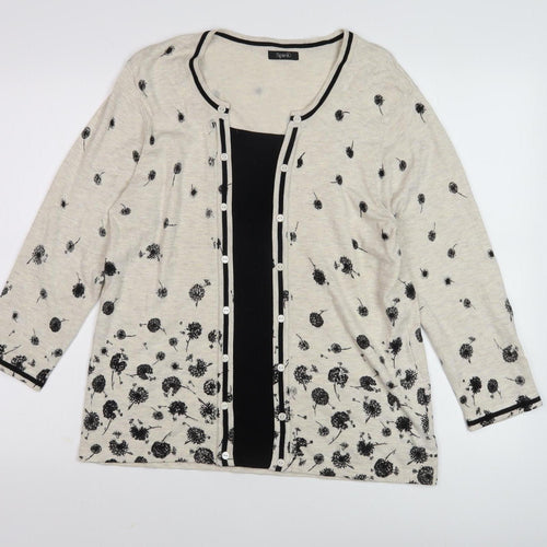 M&Co Women's Beige Floral Cardigan Size 16