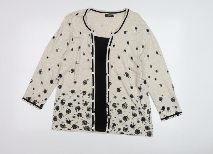 M&Co Women's Beige Floral Cardigan Size 16