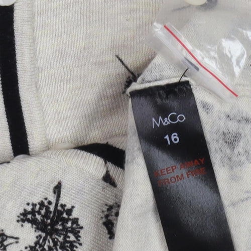 M&Co Women's Beige Floral Cardigan Size 16