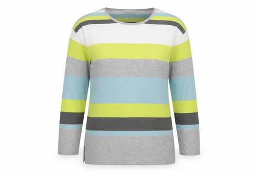 Front view of Christa Probst Women's Striped Multicoloured Pullover, size 14