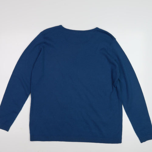 Lola Women's Blue Beaded Pullover Jumper M