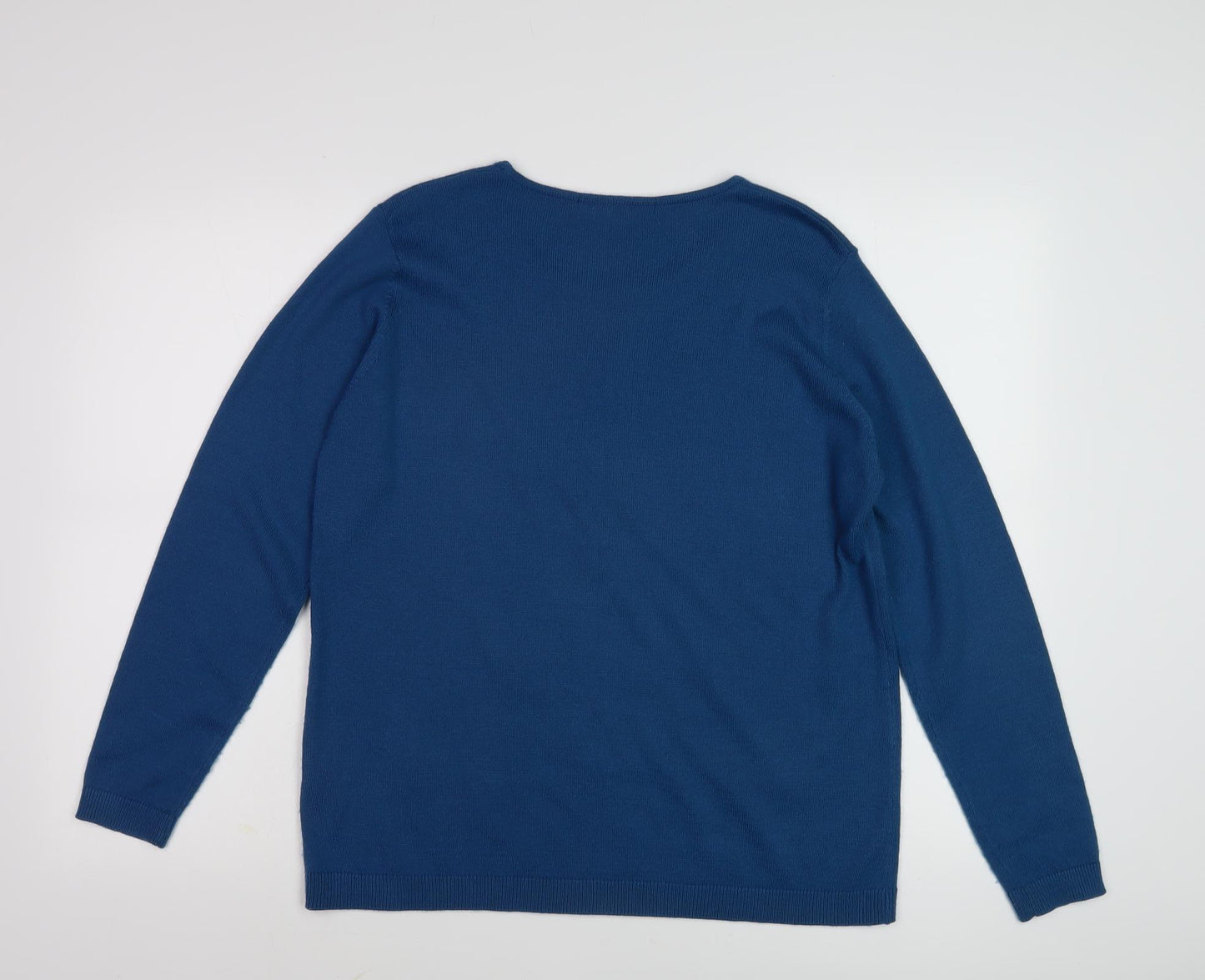 Lola Women's Blue Beaded Pullover Jumper M