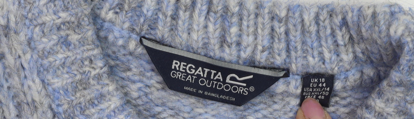 Regatta Women's Blue Chunky-Knit Pullover Jumper Size 18