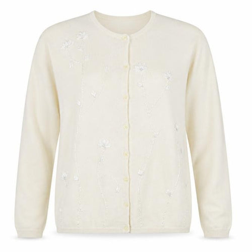 Akal Women's Ivory Cardigan, Size M - Elegant Floral