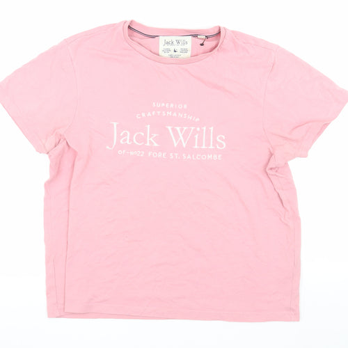 Jack Wills Women's Pink Basic T-Shirt Size 12