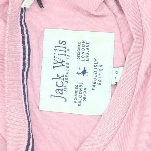 Jack Wills Women's Pink Basic T-Shirt Size 12