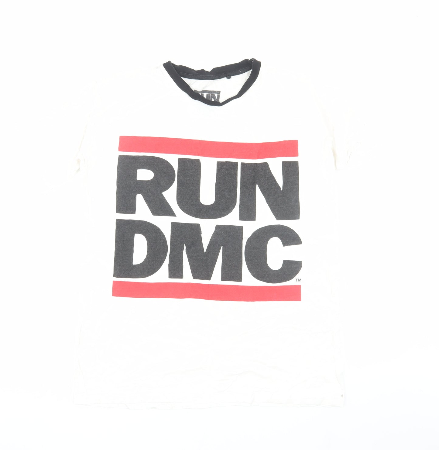 RUN DMC Unisex White Ringer T-Shirt - Size 6