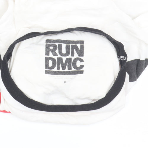 RUN DMC Unisex White Ringer T-Shirt - Size 6