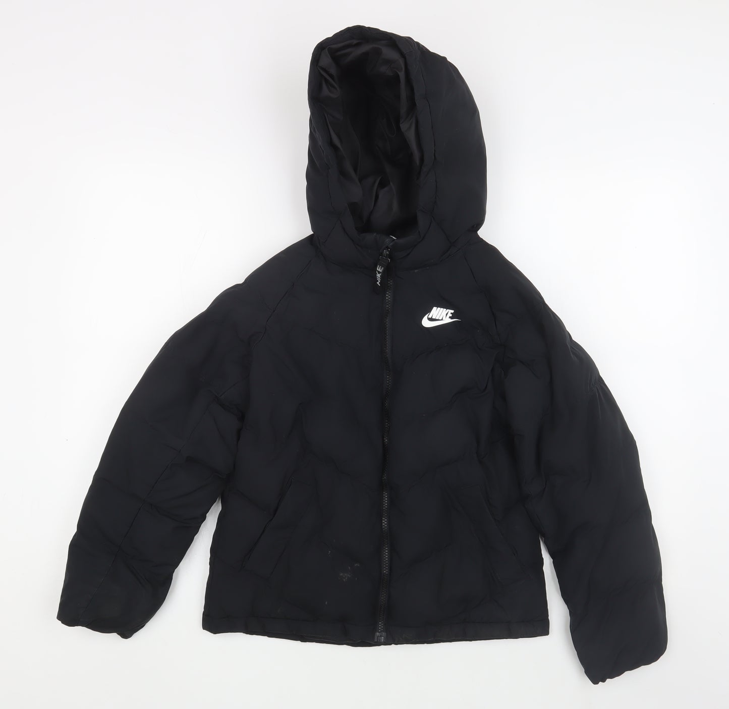 Nike Boys Black Puffer Jacket, Age 10-11, Winter Hooded Coat