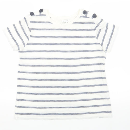 Warehouse Women's White Striped T-Shirt Size 12