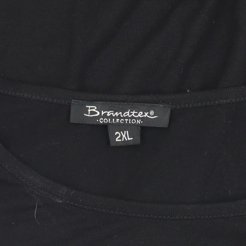 Brandtex Black Long Sleeve Top 2XL with Rhinestones