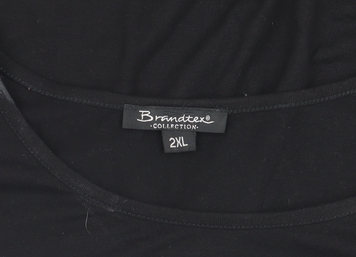 Brandtex Black Long Sleeve Top 2XL with Rhinestones