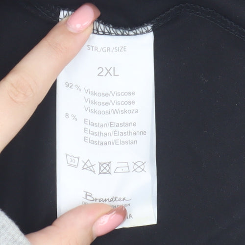 Brandtex Black Long Sleeve Top 2XL with Rhinestones