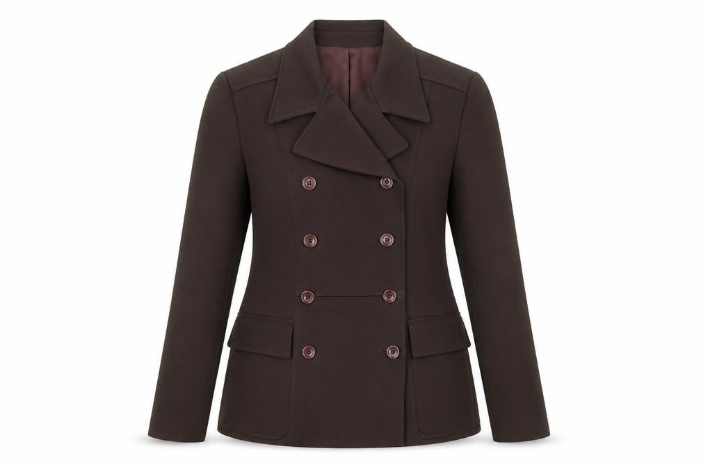 Front view of Warehouse Women's Brown Blazer, size 14, Lined, Business