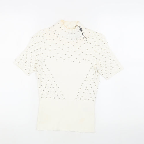 Karen Millen Women's Ivory Beaded Pullover Jumper XS