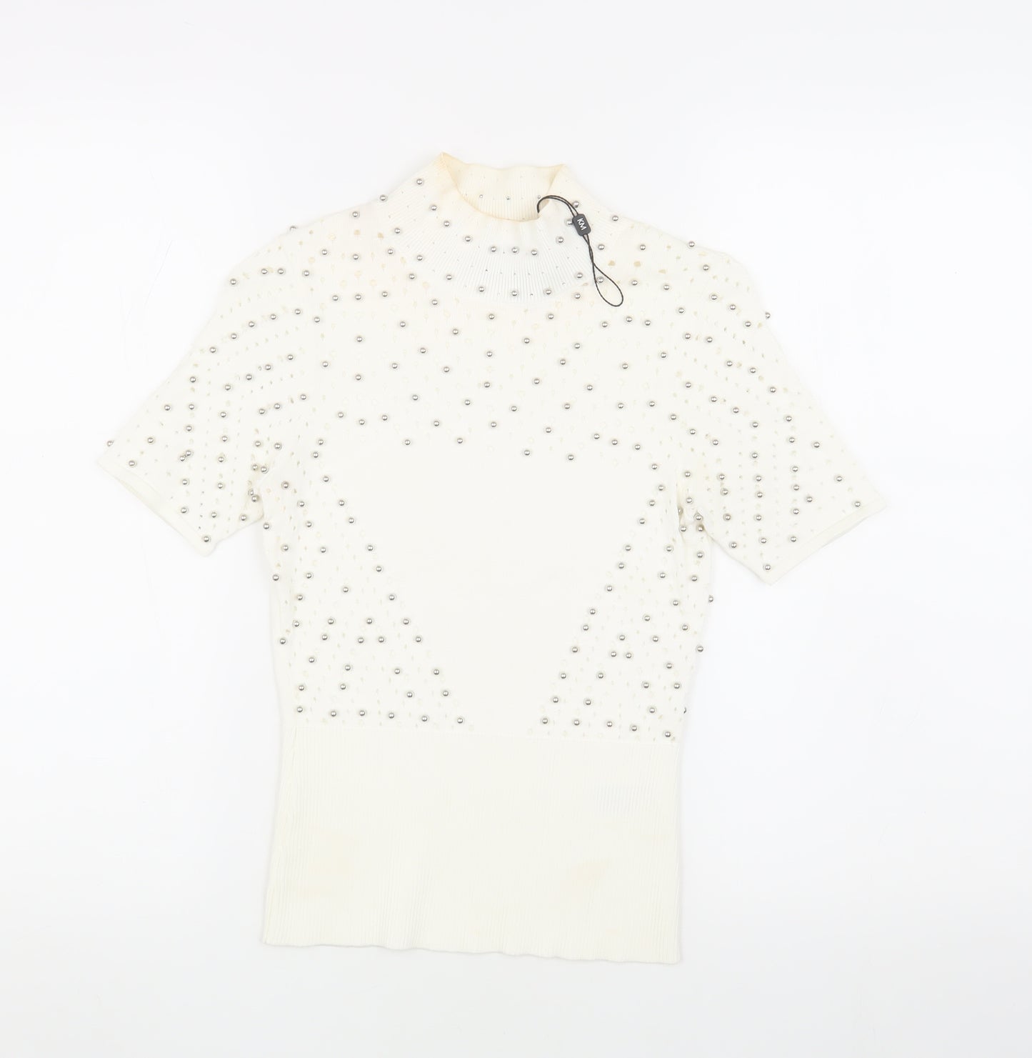 Karen Millen Women's Ivory Beaded Pullover Jumper XS