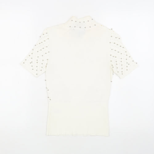 Karen Millen Women's Ivory Beaded Pullover Jumper XS