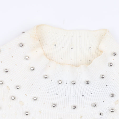 Karen Millen Women's Ivory Beaded Pullover Jumper XS