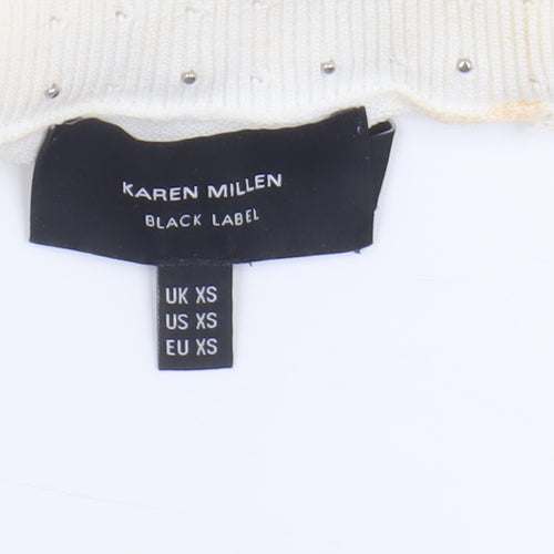 Karen Millen Women's Ivory Beaded Pullover Jumper XS