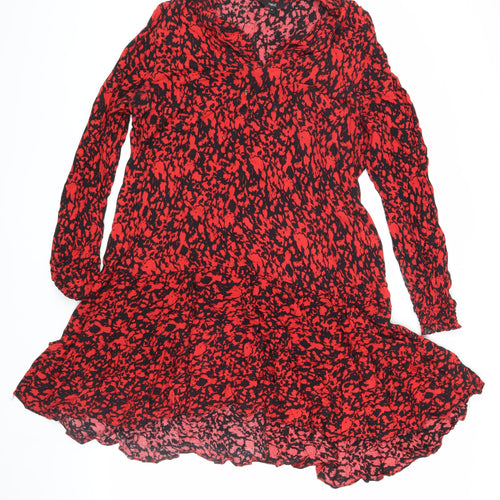 Next Women's Red Animal Print Long Sleeve Dress