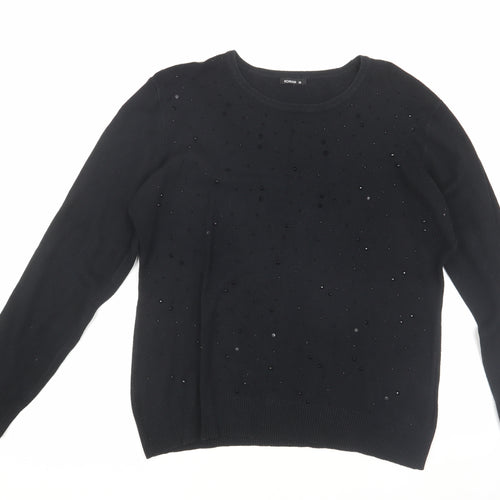 Roman Women's Black Beaded Pullover Jumper Size 18