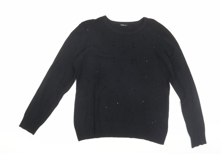 Roman Women's Black Beaded Pullover Jumper Size 18