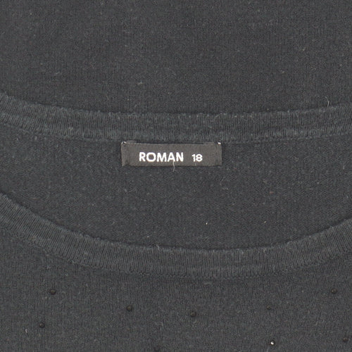 Roman Women's Black Beaded Pullover Jumper Size 18