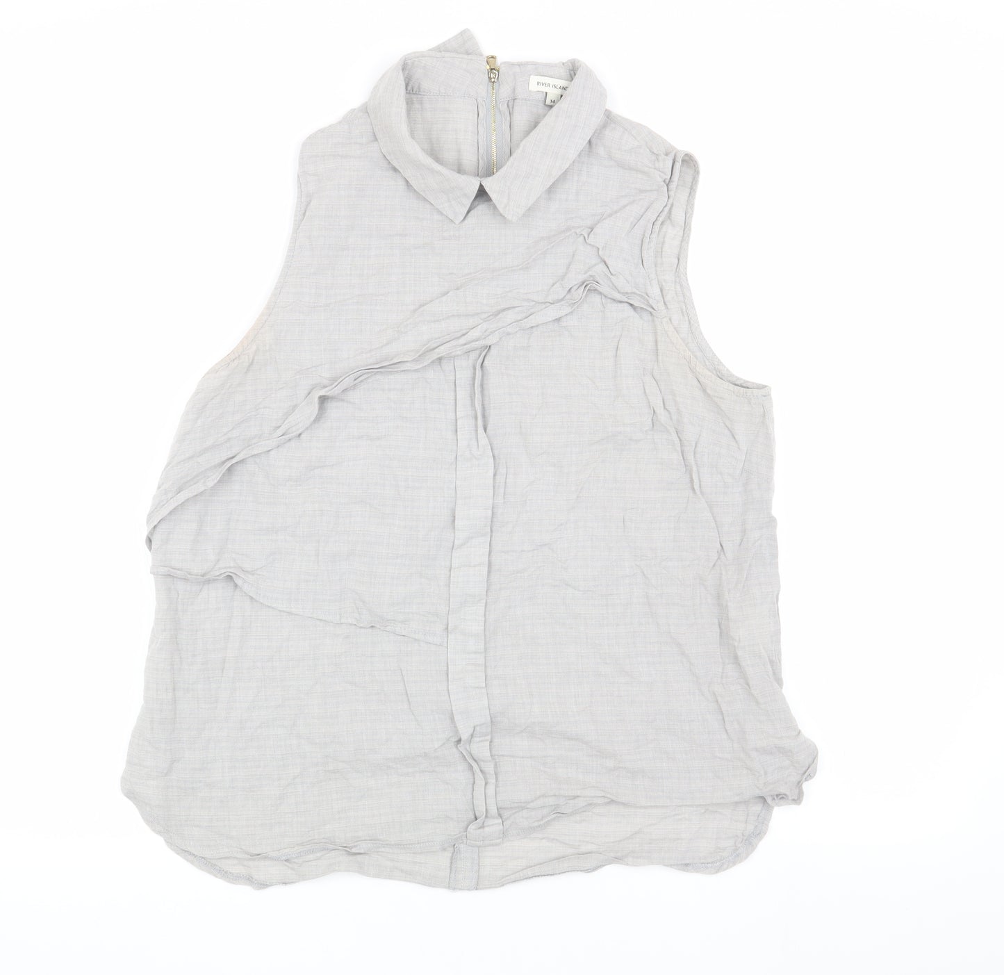 River Island Women's Grey Sleeveless Blouse UK 14
