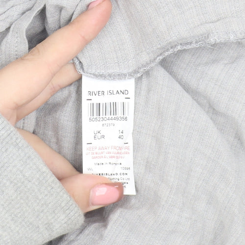 River Island Women's Grey Sleeveless Blouse UK 14
