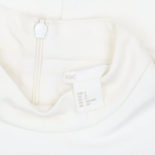 Basic Women's Ivory Shift Dress, Size 10, High Neck