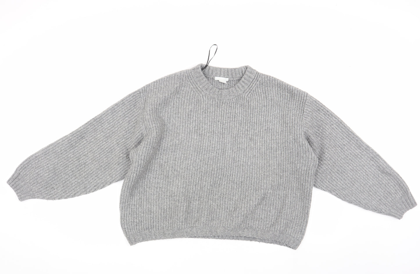 H&M Women's Grey Wool Blend Chunky Knit Pullover Jumper, Size S