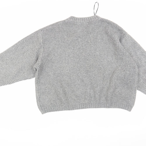 H&M Women's Grey Wool Blend Chunky Knit Pullover Jumper, Size S