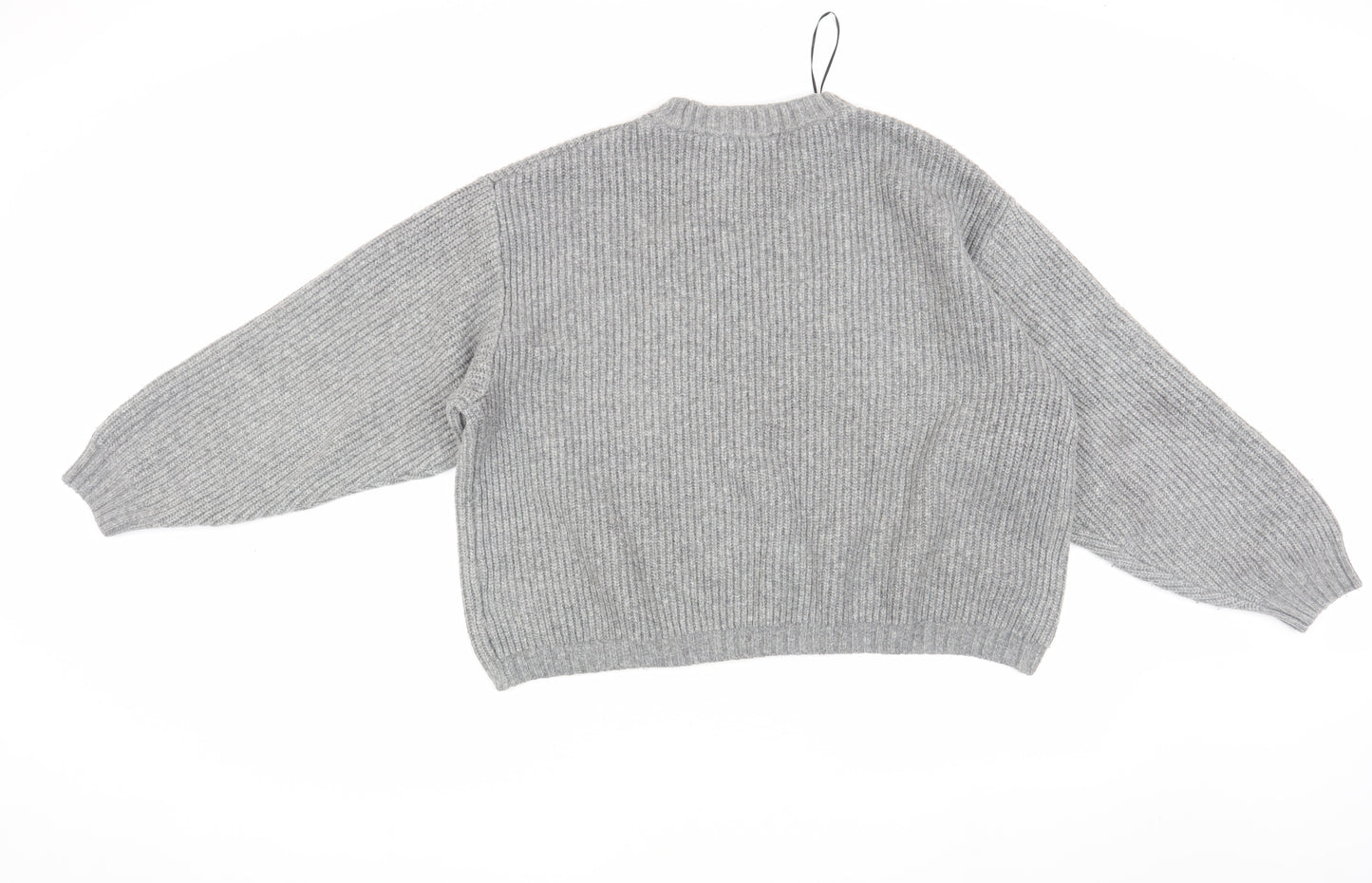 H&M Women's Grey Wool Blend Chunky Knit Pullover Jumper, Size S