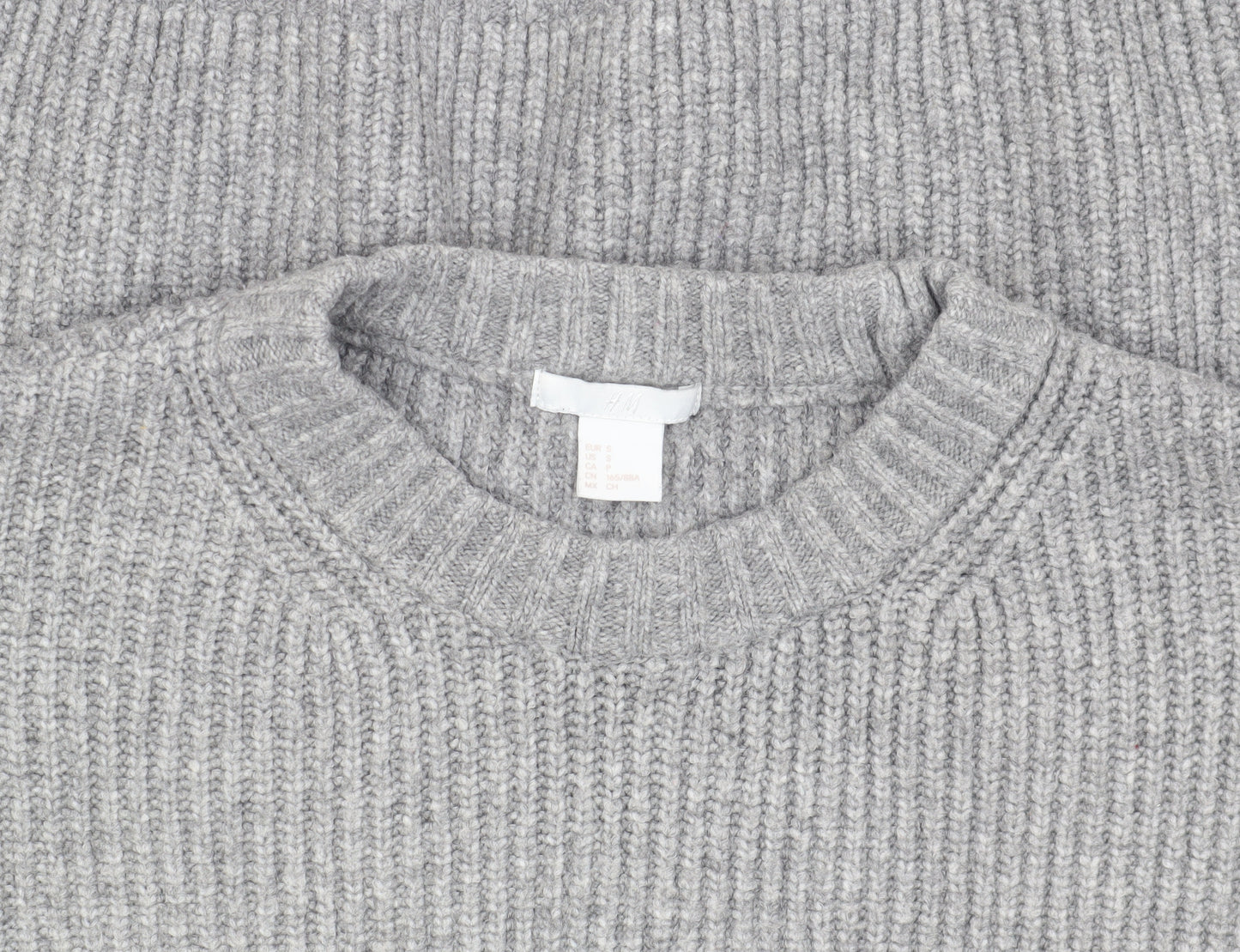 H&M Women's Grey Wool Blend Chunky Knit Pullover Jumper, Size S