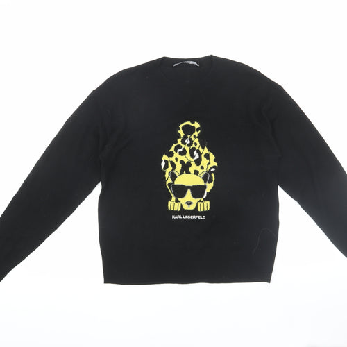 Karl Lagerfeld Women's Black Animal Print Pullover Jumper M