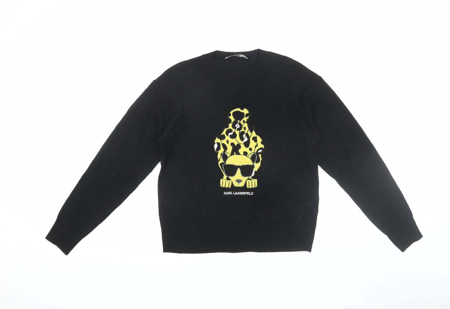 Karl Lagerfeld Women's Black Animal Print Pullover Jumper M