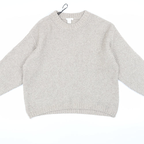 H&M Women’s Beige Relaxed Fit Chunky-Knit Pullover Jumper
