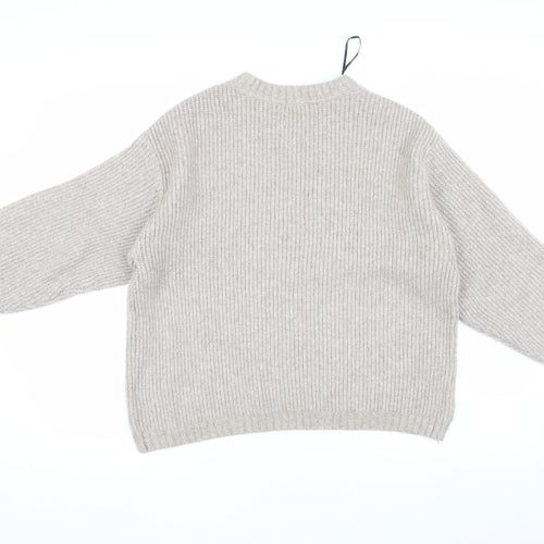 H&M Women’s Beige Relaxed Fit Chunky-Knit Pullover Jumper
