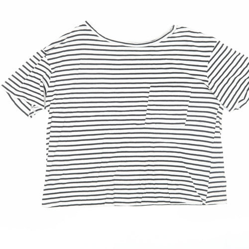 Zara Women's Black Striped T-Shirt, Size 12