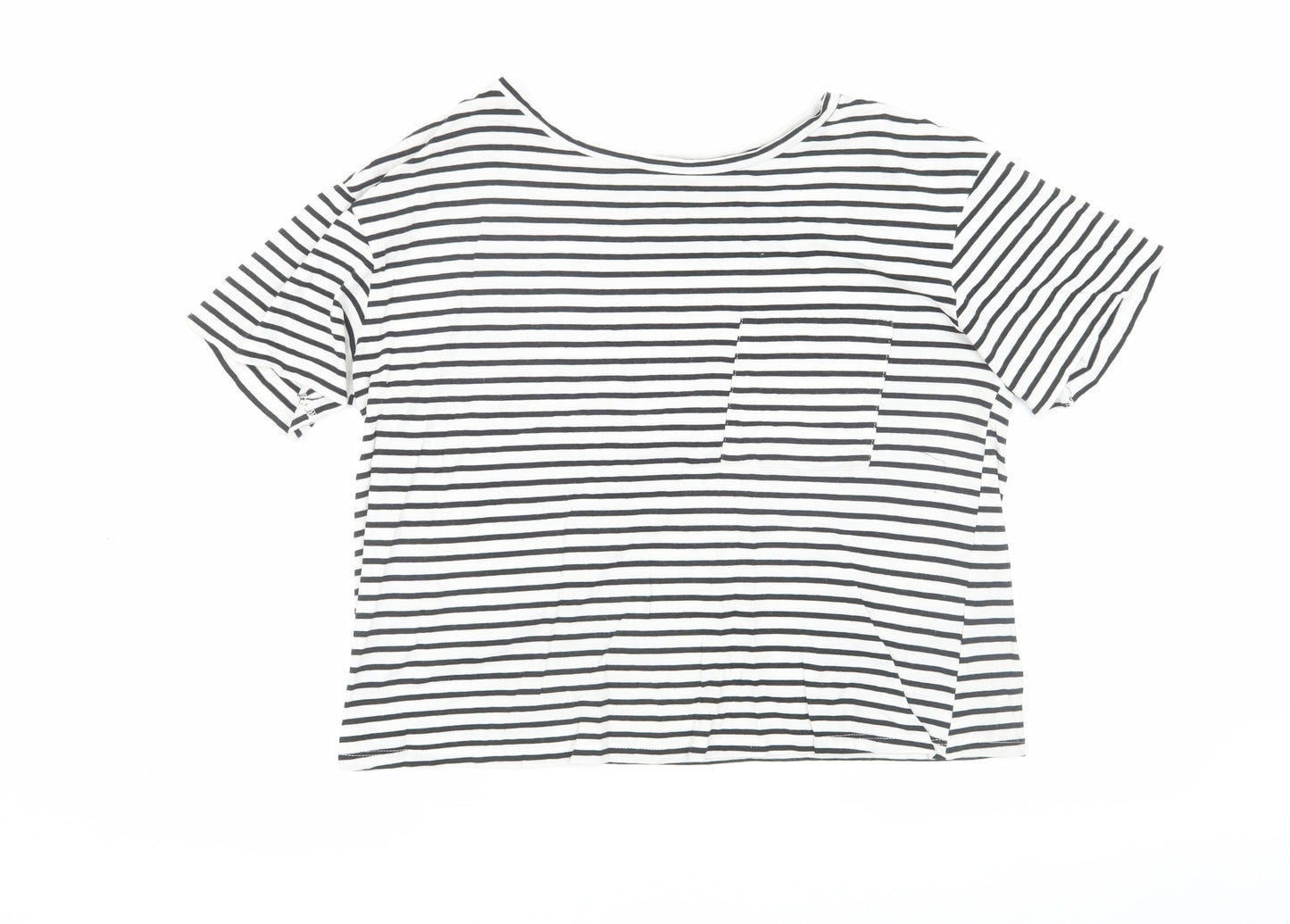 Zara Women's Black Striped T-Shirt, Size 12