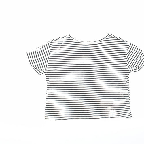 Zara Women's Black Striped T-Shirt, Size 12