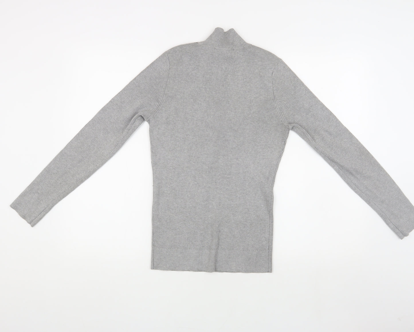 DKNY Women's Grey Full Zip High Neck Jumper